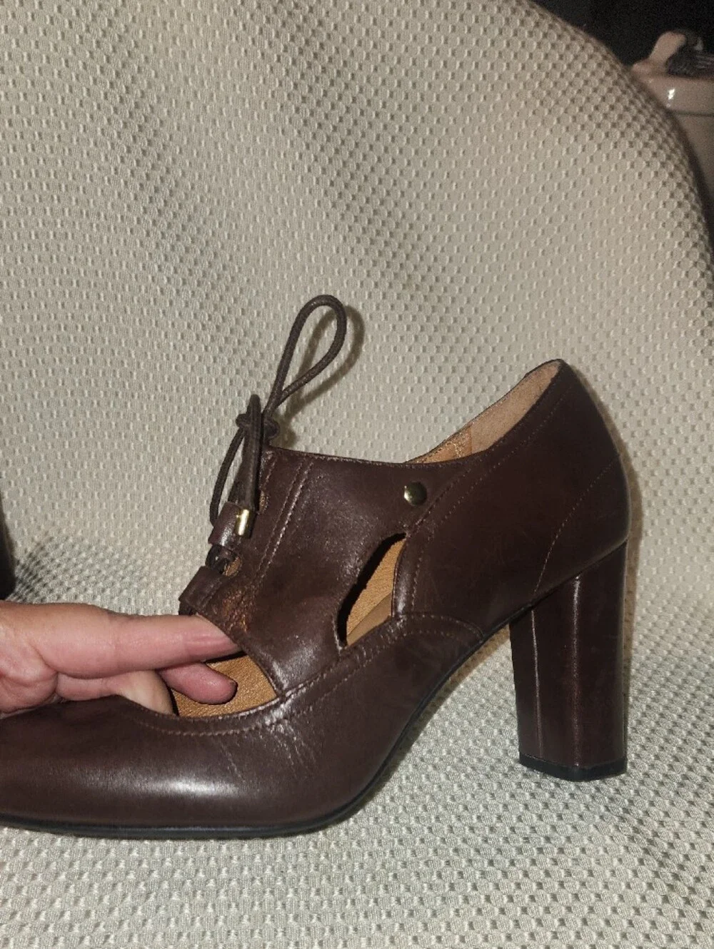 Clarks Brown Leather Lace-Up Women's Heels